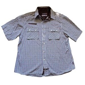 English Laundry Mens Short Sleeve Button Down Plaid Casual Shirt 2XL(Runs Small)
